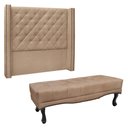 Ver imagem 1 de Kit Cabeceira e Calçadeira Recamier Queen 1,60m Suede Bege