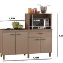 Ver imagem 3 de Balcão Cooktop e Forno Micro-Ondas 4 Portas e 1 Gaveta Marrom/Champagne/Rosé