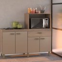 Ver imagem 1 de Balcão Cooktop e Forno Micro-Ondas 4 Portas e 1 Gaveta Marrom/Champagne/Rosé