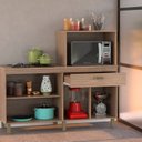 Ver imagem 4 de Balcão Cooktop e Forno Micro-Ondas 4 Portas e 1 Gaveta Marrom/Champagne/Rosé