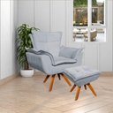 Ver imagem 7 de Puff Decorativo Base Giratória em Madeira Charger Suede Cinza G19 - Gran Belo