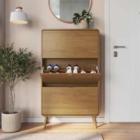 Sapateira Organizadora 3 Portas Linha Curve 76cm Carvalho Xingu - Completa Móveis