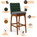 Ver imagem 4 de Kit 02 Banquetas Altas Sala Jantar Fixa Mila B04 Facto Verde Musgo Linho Cinza Escuro - Lyam Decor