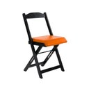 Ver imagem 5 de Kit 5 Jogos de Mesa Dobráveis 70x70cm com 20 Cadeiras Madeira Maciça Imbuia Preto/Laranja
