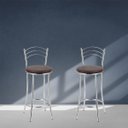 Ver imagem 2 de Kit 2 Banquetas Damasco Cromadas Marrom Lilies Móveis