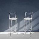 Ver imagem 2 de Kit 2 Banquetas Luanda Cromadas Branco Lilies Móveis