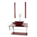 Ver imagem 2 de GABINETE DE VIDRO PARA BANHEIRO 60CM AC CUBA RETANGULAR VERMELHO CEREJA FULL