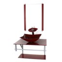 Ver imagem 1 de GABINETE DE VIDRO PARA BANHEIRO 60CM AC CUBA RETANGULAR VERMELHO CEREJA FULL