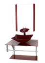 Ver imagem 1 de GABINETE DE VIDRO PARA BANHEIRO 60CM AC CUBA RETANGULAR VERMELHO CEREJA FULL