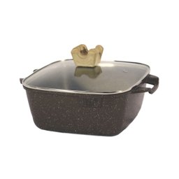 Jogo Panelas Indução Antiaderente Revestimento Mármore Cerâmico Cook Style Peças 4 Marrom - 5