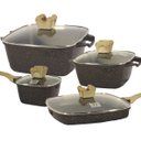 Ver imagem 1 de Jogo Panelas Indução Antiaderente Revestimento Mármore Cerâmico Cook Style Peças 4 Marrom