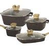 Jogo Panelas Indução Antiaderente Revestimento Mármore Cerâmico Cook Style Peças 4 Marrom - 1