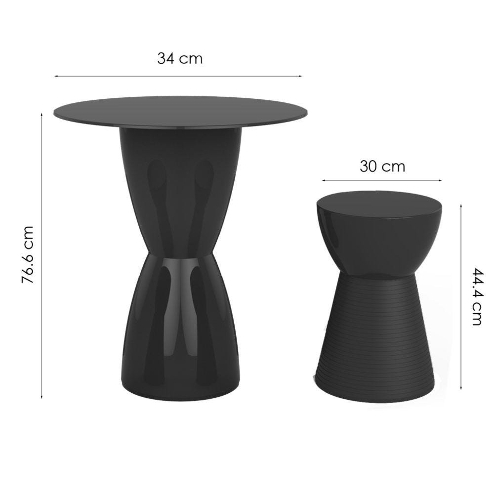 Conjunto de Mesa com 3 Bancos Fit Preto - 2