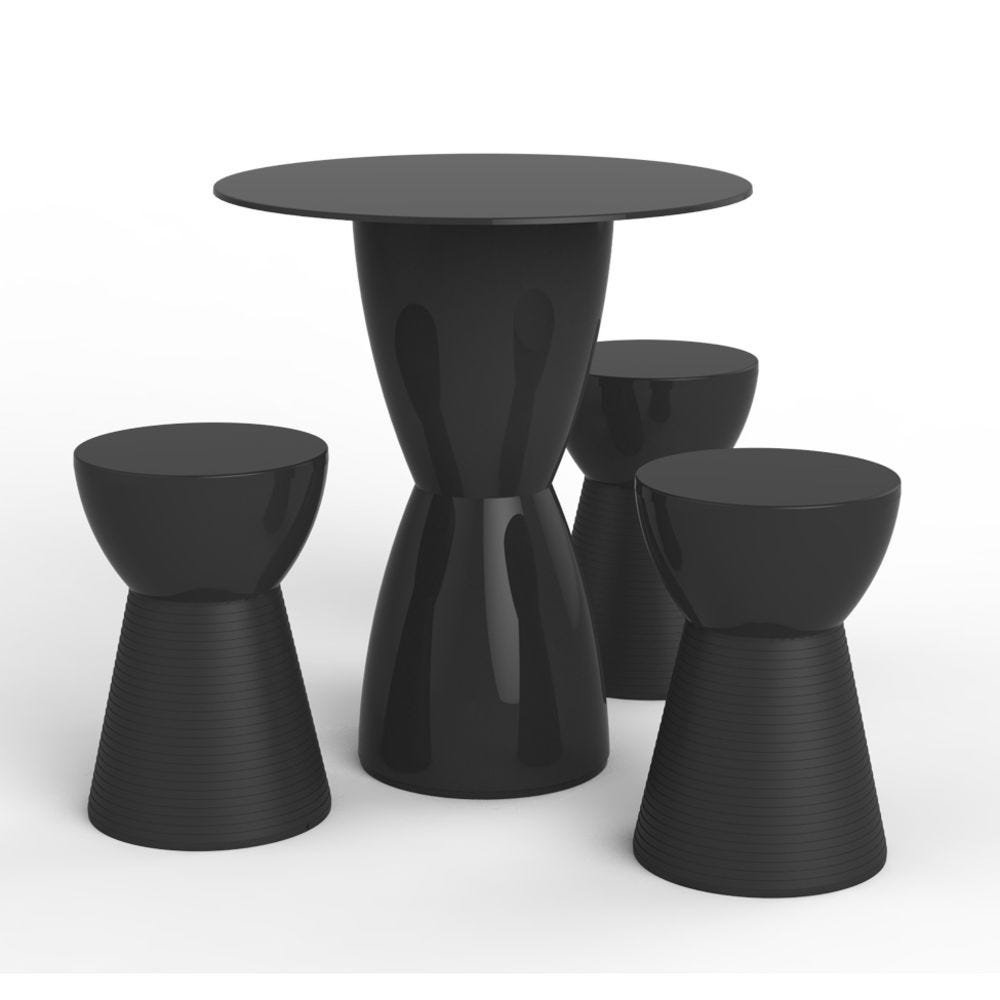 Conjunto de Mesa com 3 Bancos Fit Preto - 1