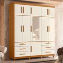 Ver imagem 6 de Guarda Roupa Casal Triton Plus 11 Portas com Espelho e Cômoda Xangai Cinamomo Off White - Móveis Alb