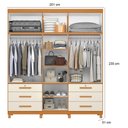 Ver imagem 2 de Guarda Roupa Casal Triton Plus 11 Portas com Espelho e Cômoda Xangai Cinamomo Off White - Móveis Alb