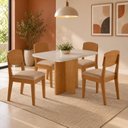 Ver imagem 1 de Conjunto Sala de Jantar Mesa Moscou Tp Vidro Canto Copo com 4 Cadeiras Cleo