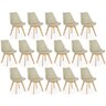 Conjunto 16 Cadeiras de Jantar Eames Wood Leda Design Estofada - Nude - 1