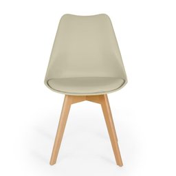 Conjunto 16 Cadeiras de Jantar Eames Wood Leda Design Estofada - Nude - 4