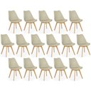 Ver imagem 1 de Conjunto 16 Cadeiras de Jantar Eames Wood Leda Design Estofada - Nude