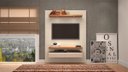 Ver imagem 1 de Painel Tv 55" Suspenso 1,40m com Luzes Led e Espelhos Tb106e Pradel Móveis-off White/freijó