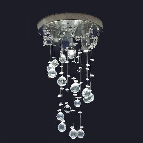 Lustre Plafon Cristal Verdadeiro K9 Redondo 40 Cm de Altura