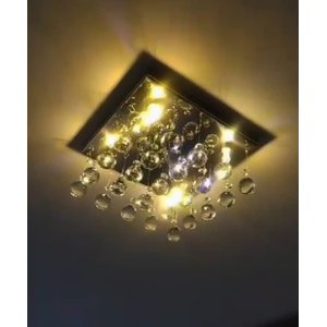 Lustre de Cristal Verdadeiro Base 20x20 Cm e Altura 10 Cm