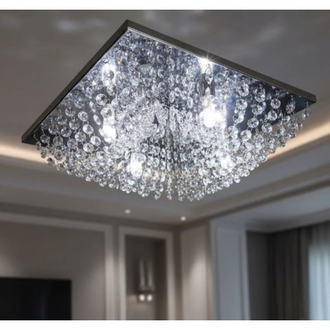 Lustre de Cristal Verdadeiro 30x30 Cm