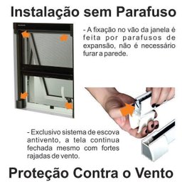 Kit Tela Mosquiteiro Recolhível para Janela 1,25m X 1,55m Branca - 2