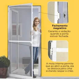 Tela Mosquiteiro para Porta 0,80m X 2,10m Branca - 2