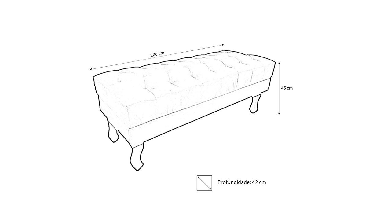 Recamier Baú Luis Xv Capitonê Retrô 100 cm Couro Bege Ms Decor - 4