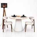 Ver imagem 2 de Mesa de Jantar Cone Redondo 80 cm Tampo Mármore Taj Mahal Base Laca Branca