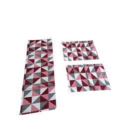 JOGO DE PASSADEIRA JACQUARD ANTE DERRAPANTE 3 PÇS - LADRILHO VERMELHO - 1