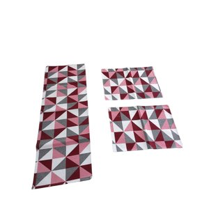 JOGO DE PASSADEIRA JACQUARD ANTE DERRAPANTE 3 PÇS - LADRILHO VERMELHO