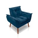 Ver imagem 1 de Poltrona Opala Decorativa Suede Azul Marinho- Rv Decora