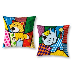 Kit 2 Almofadas Cheias 40cm X 40cm Decorativas Estampadas Digital Sala Sofá Quarto Pop Bicho