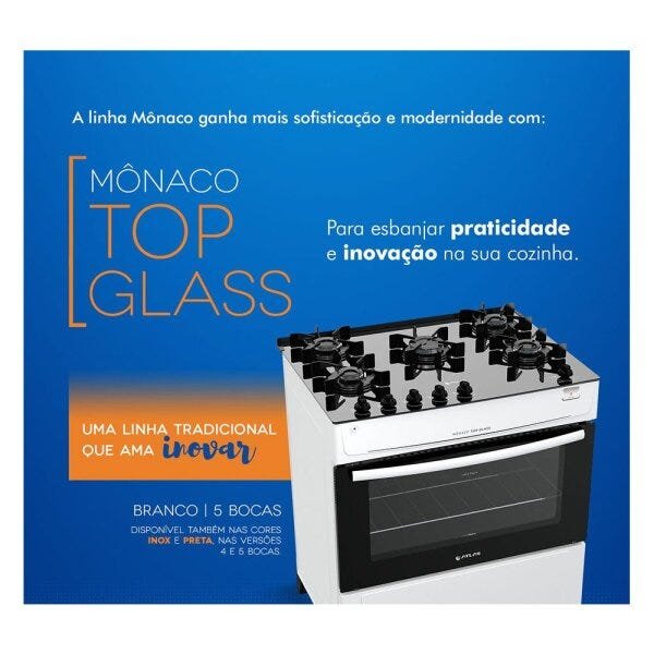 Fogão Atlas 5 Bocas Mônaco Top Glass com Acendimento Automático - 4