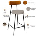 Ver imagem 4 de Kit 05 Banquetas Baixa Cozinha Sala Jantar Bancada Milão L02 Couríssimo Whisky Linho Bege - lyam dec