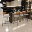 Ver imagem 2 de Kit 05 Banquetas Baixa Cozinha Sala Jantar Bancada Milão L02 Couríssimo Whisky Linho Bege - lyam dec