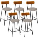 Ver imagem 1 de Kit 05 Banquetas Baixa Cozinha Sala Jantar Bancada Milão L02 Couríssimo Whisky Linho Bege - lyam dec