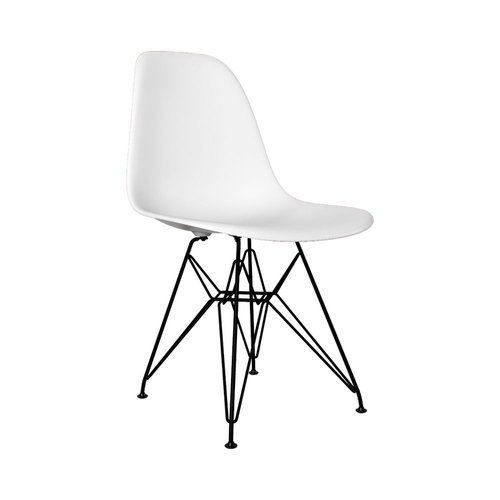 Conjunto De Mesa Eames Clips De Ferro Preto Tampo Preto 135x75 6 Cadeiras Ferro Preta Assento Branco - 2