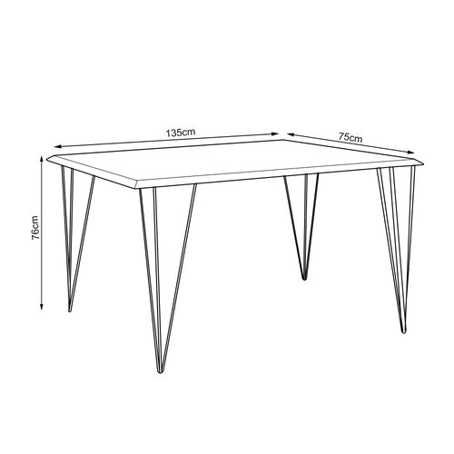 Conjunto De Mesa Eames Clips De Ferro Preto Tampo Preto 135x75 6 Cadeiras Ferro Preta Assento Branco - 5