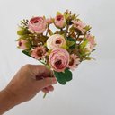 Ver imagem 2 de Flor Artificial Buquê Camélia e Margarida 30cm