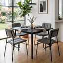 Ver imagem 1 de Mesa de Jantar 80cm x 80cm com 4 Cadeiras para Sala de Jantar Cor:Preto com Grafite