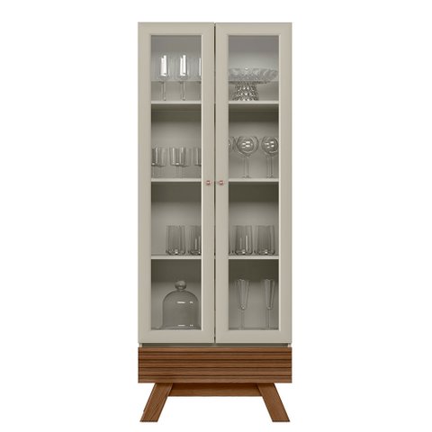 Cristaleira Para Sala De Jantar 02 Portas 01 Gaveta Geórgia L05 Off White Freijó - Lyam Decor