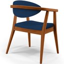 Ver mais imagens de Poltrona Decorativa Para Sala de Estar Jantar Cecília B04 Suede Azul Marinho - Lyam Decor