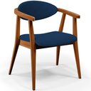Ver imagem 1 de Cadeira Estofada para Sala de Estar Jantar Cecília B04 Suede Azul Marinho - Lyam Decor