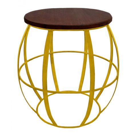 Banco Artesanal De Jardim para Decoração de Varanda Provençal - Amarelo