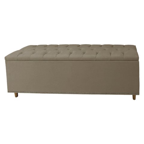 Calçadeira Recamier Baú Casal King 195cm Diana Suede Capuccino - DS Estofados