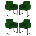Ver imagem 1 de Kit 04 Cadeiras Poltrona Decorativa para Sala Quarto Preto Cor:verde